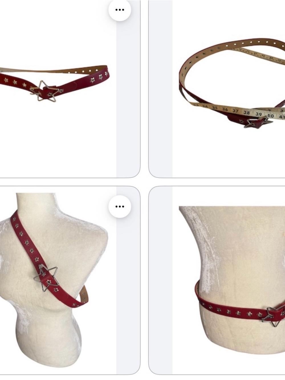 Red Star Buckle Studded Punkgirl  Rocker Red Belt 38”+ SZ L XL - Picture 2 of 6
